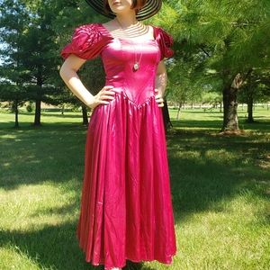 Red/magenta 80s formal dress vintage